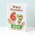 Six seven personalised christmas card