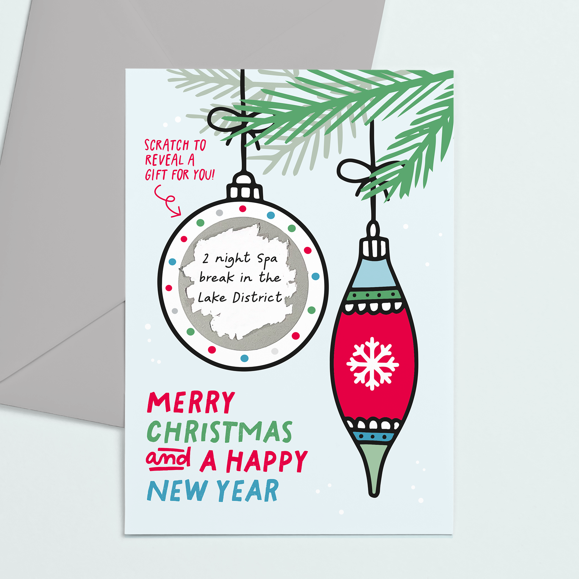 Bauble Scratch Reveal Christmas Card - Blue