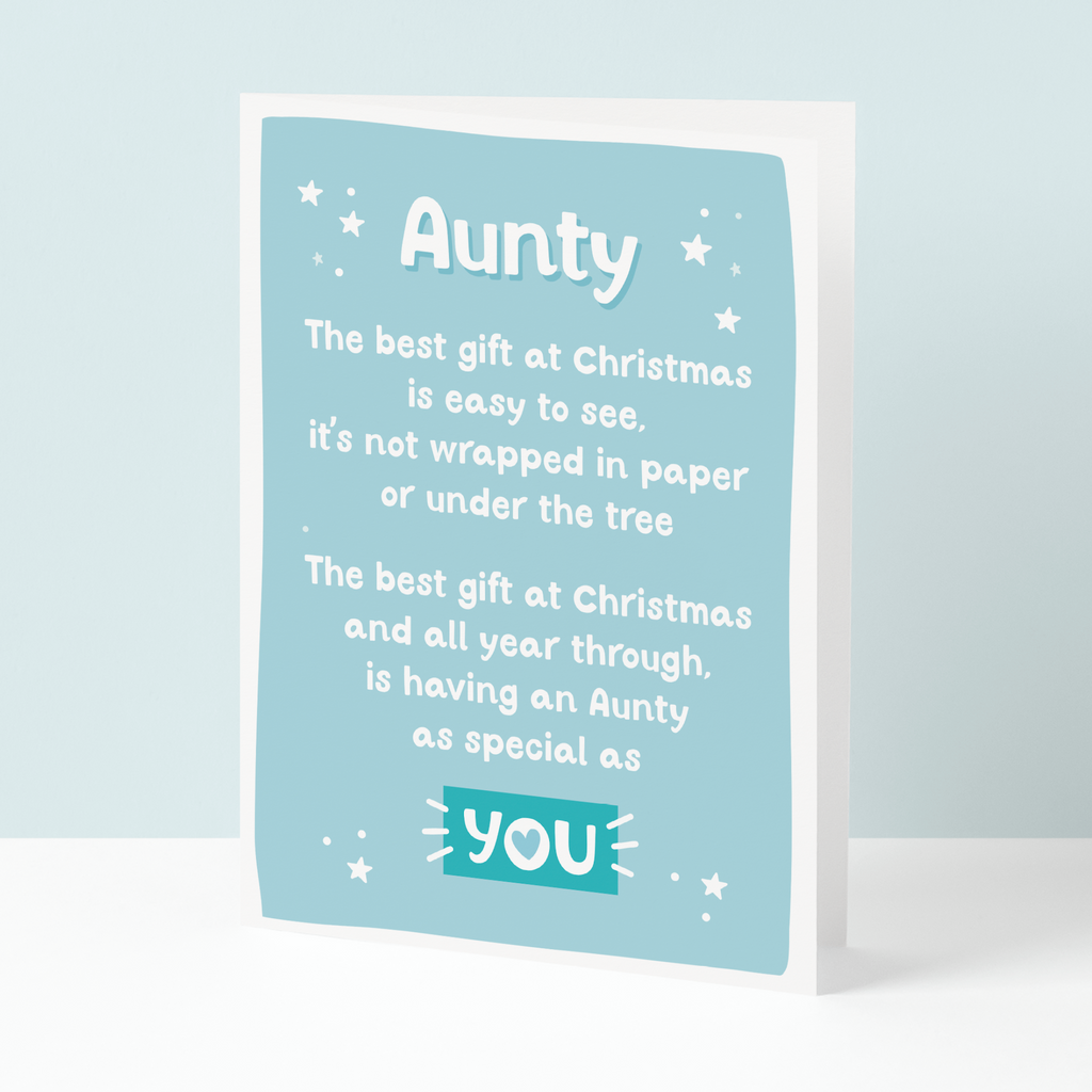 Cute poem Aunty Christmas card