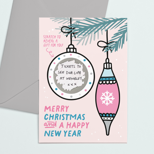 Bauble Scratch Reveal Christmas Card