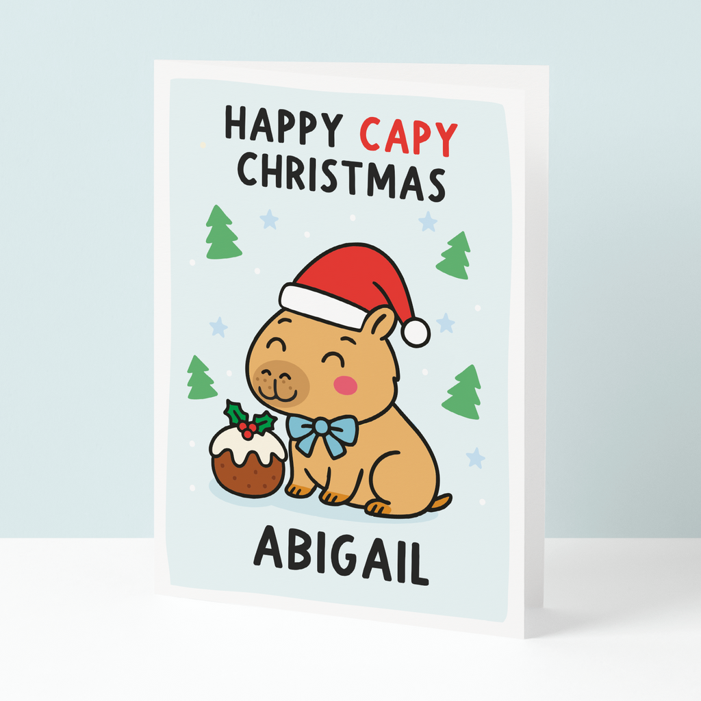 Cute Capybara Personalised Christmas Card