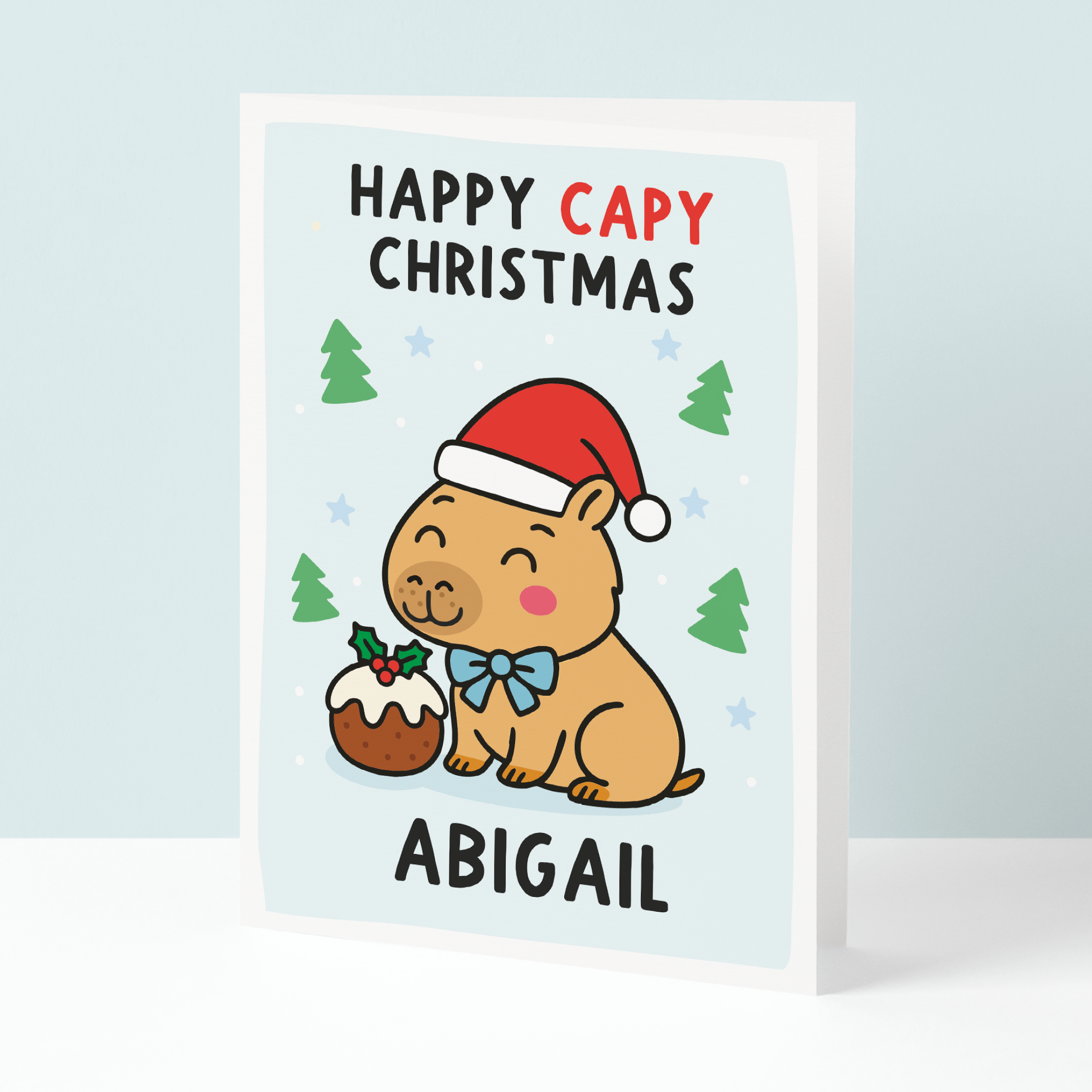 Cute Capybara Personalised Christmas Card