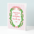 Retro Wreath Wife First Christmas card
