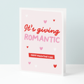 Valentine's Day card with red and pink text on a light blue background