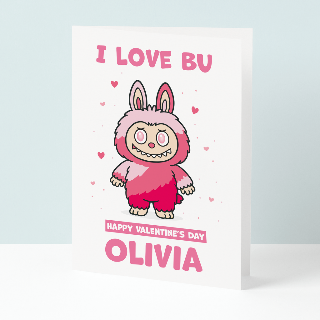 I love Bu cute little monster Valentines card