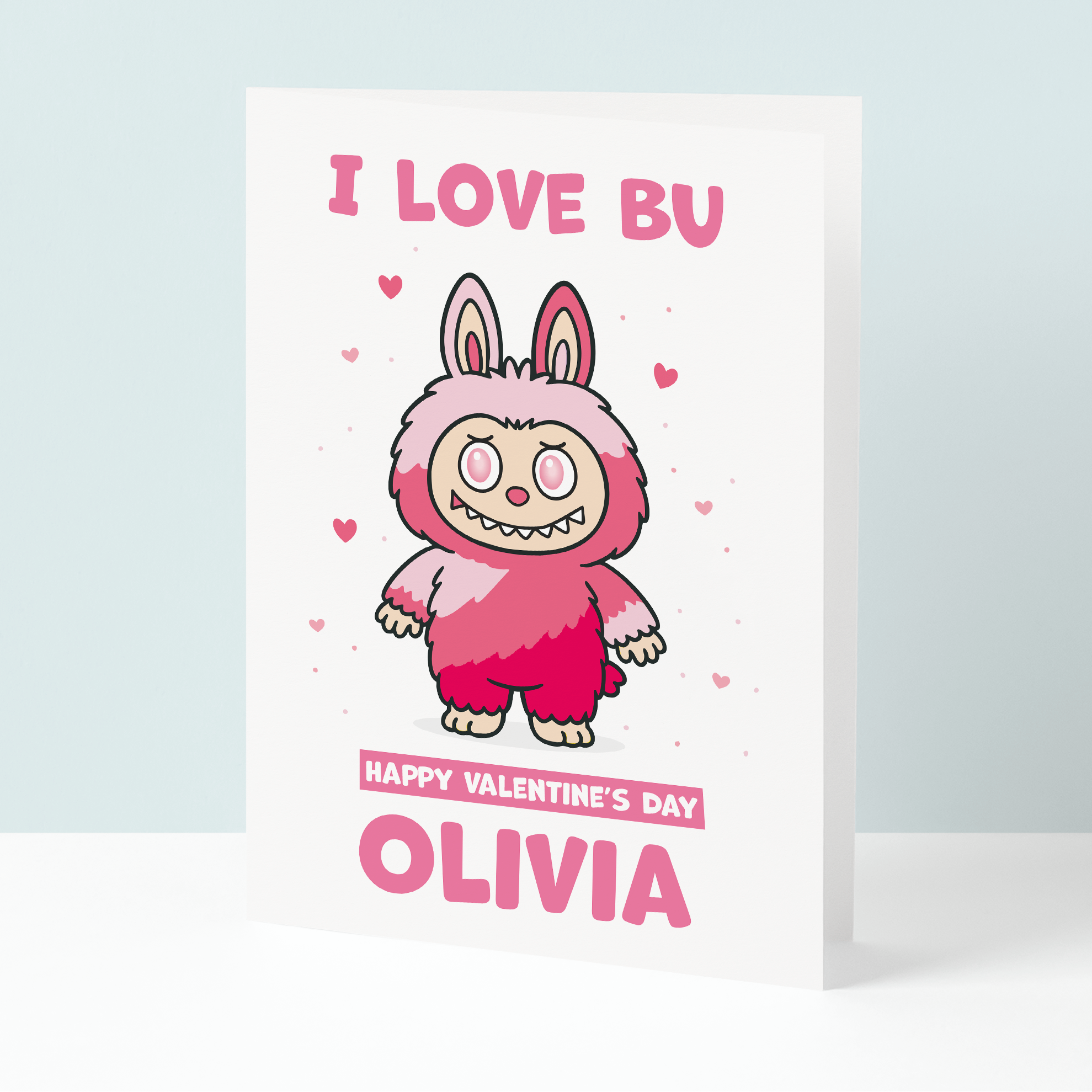 I love Bu cute little monster Valentines card