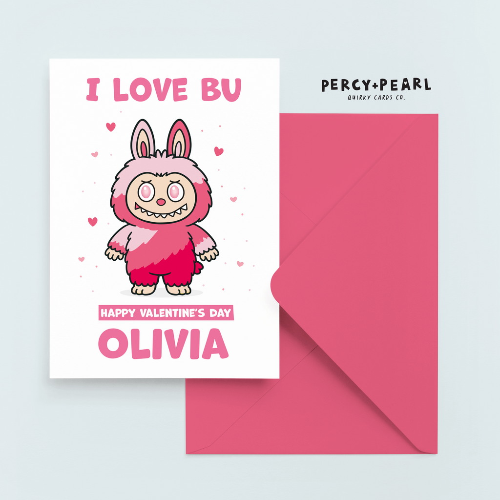 I love Bu cute little monster Valentines card