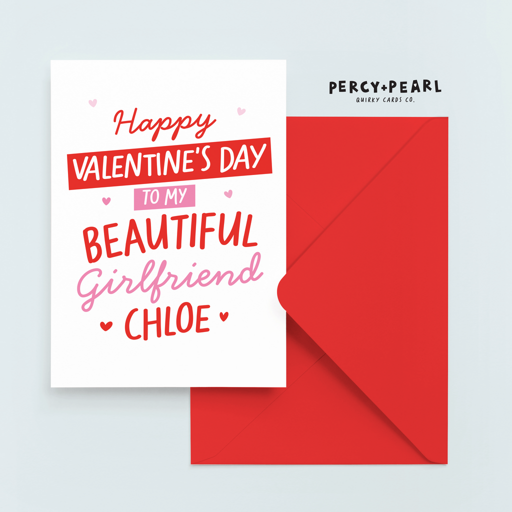Personalised cute girlfriend valentine's card