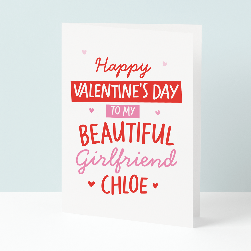 Personalised cute girlfriend valentine's card