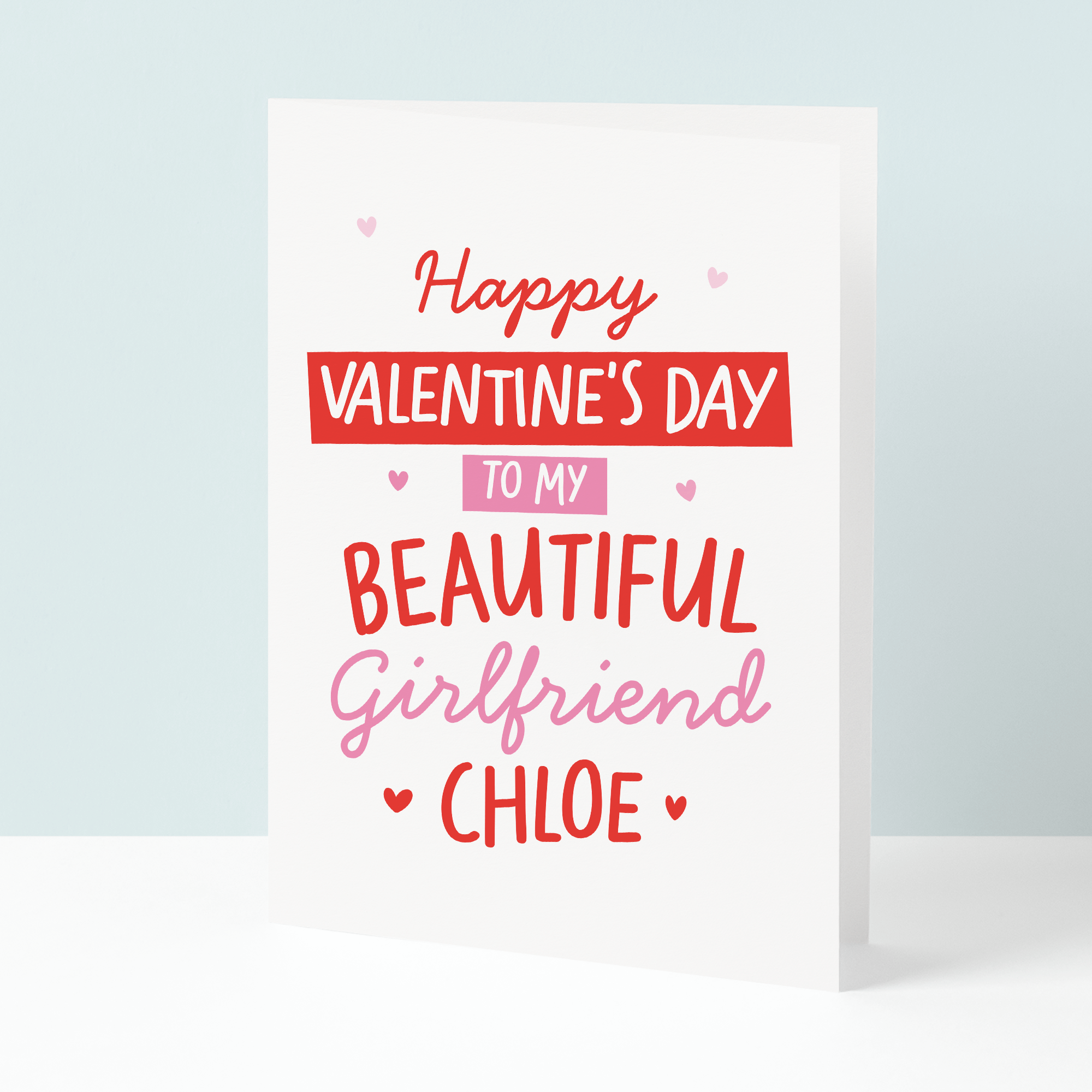 Personalised cute girlfriend valentine's card