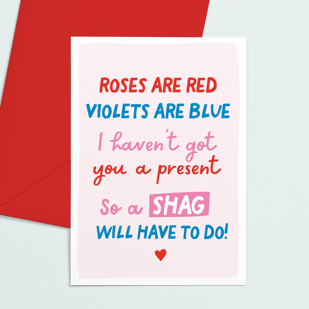 Roses Are Red Shag Valentines Day Card